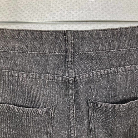 Mudpie Skirt Womens Sz L Black Denim Jean Button Front Frayed Hem Mini‎ - Picture 4 of 9